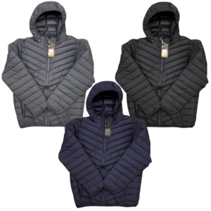 Wholesale Adult Basic Winter Coat with Hood, 3 Colours (Sizes M-3XL)
