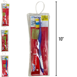 Wholesale Dental Kit with Colgate Toothpaste, Toothbrush & Cap in Reusable Pouch