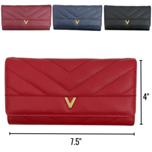 Wholesale Ladies' Wallet with V Buckle, Assorted Colours