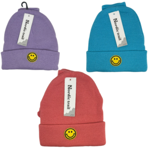 Wholesale Girls Smiley Cuffed Toque & Magic Glove Set, 3 Colours (Ages 3-10)