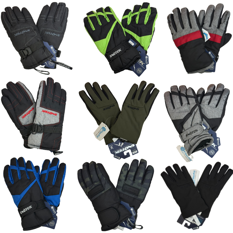 Wholesale Band Name Snotek Kids' Ski Gloves, Assorted Colours (Age 7-14 / Size S-L)