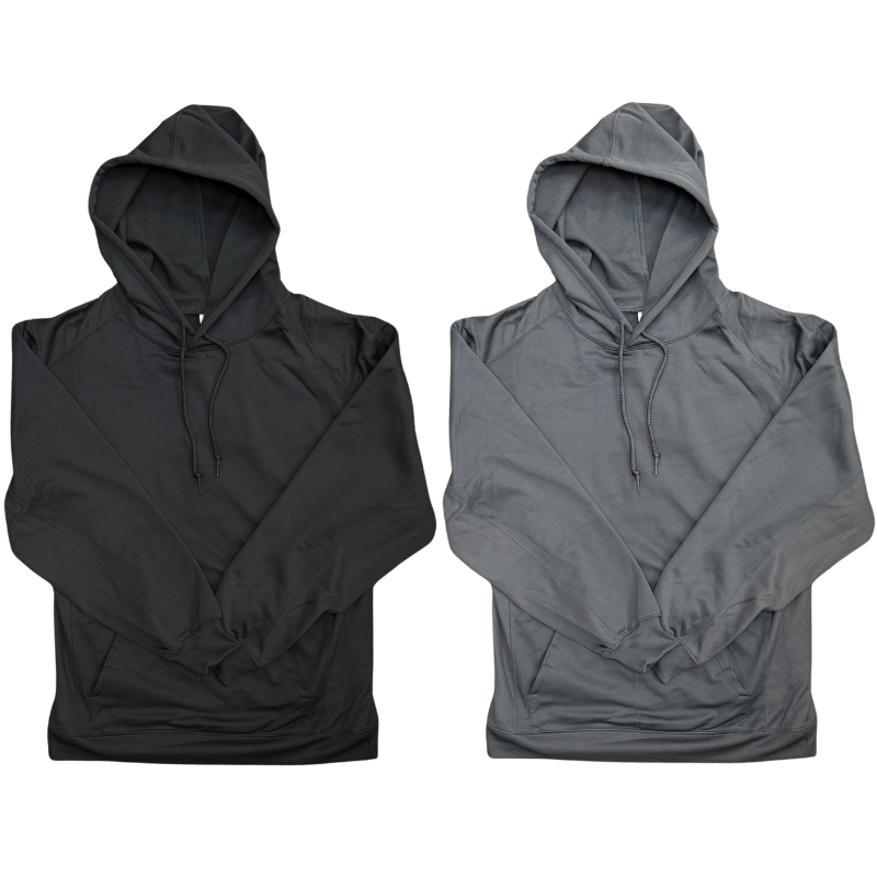 Wholesale Adult Pullover Hoody with Polar Fleece Lining, Black & Grey (Sizes M-XL)