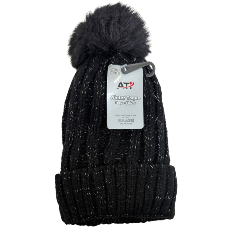Wholesale Ladies’ Lined Toque with Pom Pom, Assorted Colours - Image 7