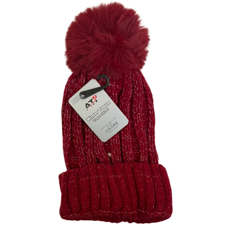 Wholesale Ladies’ Lined Toque with Pom Pom, Assorted Colours - Image 6