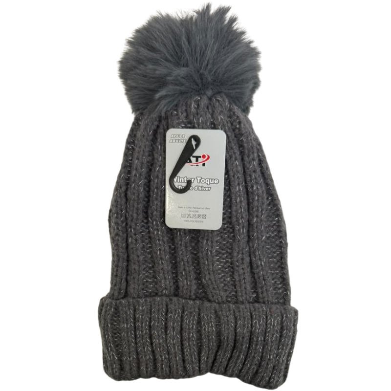 Wholesale Ladies’ Lined Toque with Pom Pom, Assorted Colours - Image 3