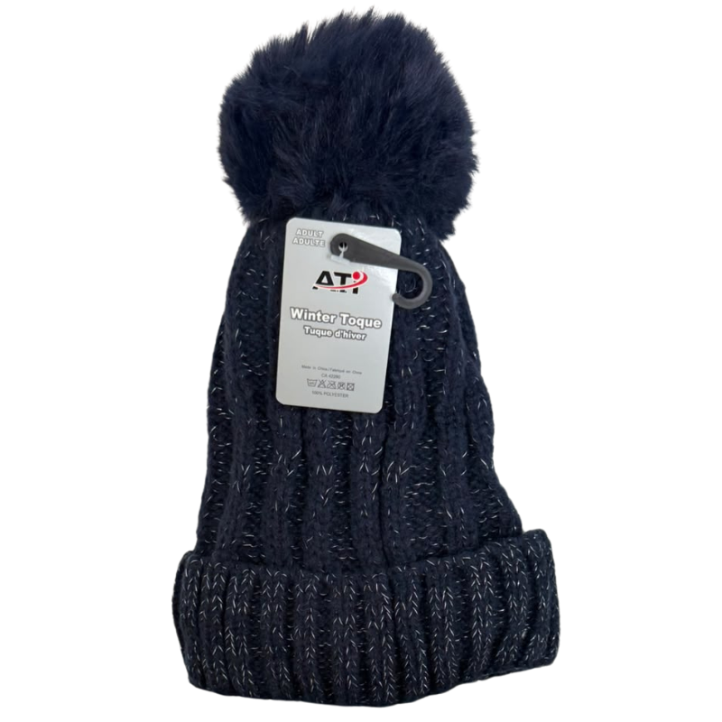 Wholesale Ladies’ Lined Toque with Pom Pom, Assorted Colours - Image 5