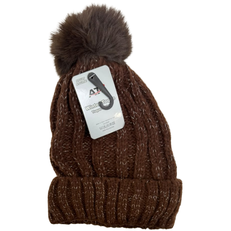 Wholesale Ladies’ Lined Toque with Pom Pom, Assorted Colours - Image 4