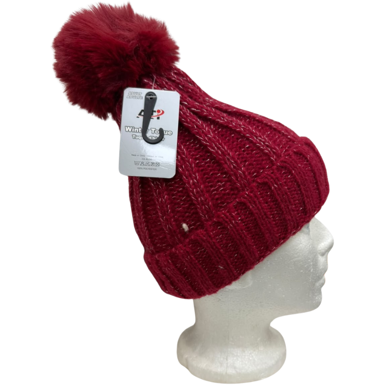 Wholesale Ladies’ Lined Toque with Pom Pom, Assorted Colours - Image 2