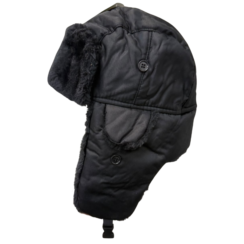 Wholesale Adult Trapper Hat, Black - Image 3