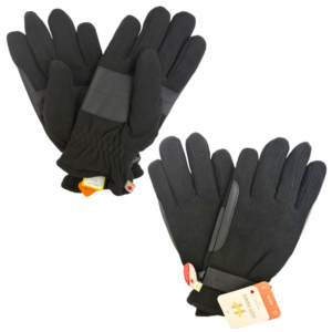 Wholesale Adult Brand Name Fleece Gloves- Black with Strap (Size S-XL)