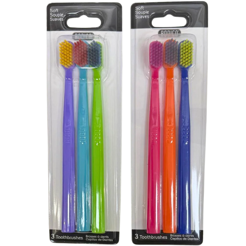 Wholesale Toothbrush, 3 Pack Assorted Bright Colours ($0.66 Each) - Image 2