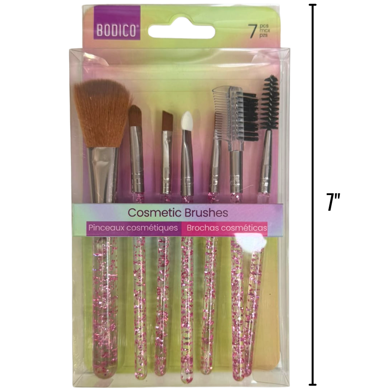 Wholesale Pink Glitter Cosmetic Brush Set (7-Piece)