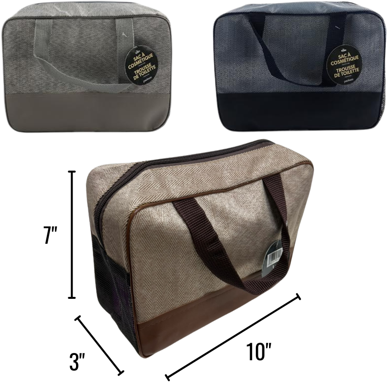 Wholesale Travel Cosmetic Bag Mesh Bottom, 3 Colours