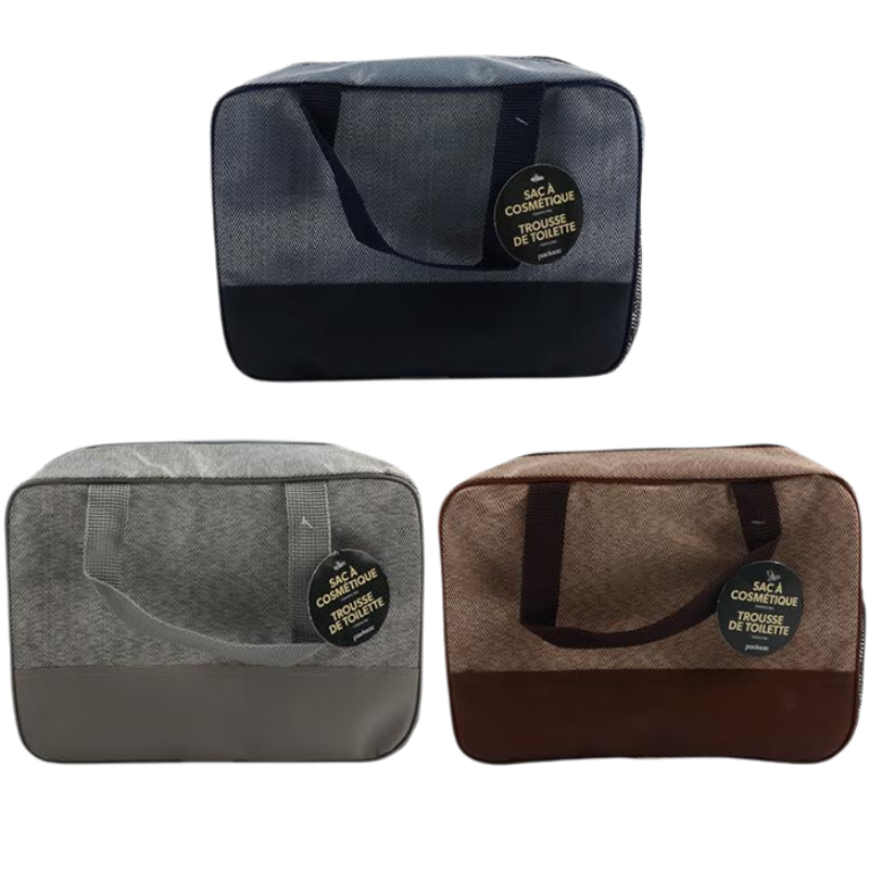 Wholesale Travel Cosmetic Bag Mesh Bottom, 3 Colours - Image 2