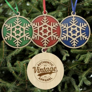 Custom Wood Ornament with Snowflake Design