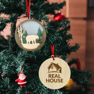 Custom Bear in the Woods Wood Ornament