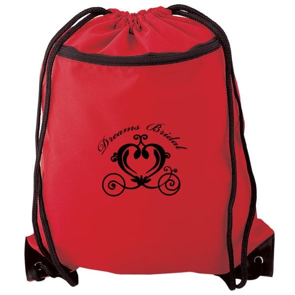 Custom Cinch Bag with Zippered Pocket