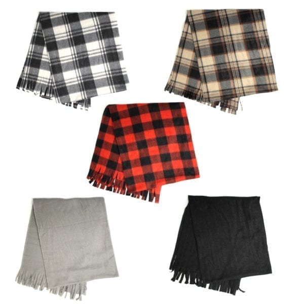 Wholesale Adult Plaid Polar Fleece Scarf