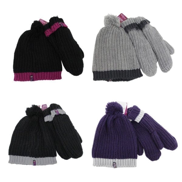 Wholesale Ladies Hot Paws Knit Toque & Gloves Set